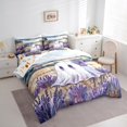 thumbnail image 4 of Manfei Funny Cartoon Ghost Bedding Comforter Set 7pcs for Kids, Western Rustic Cabin King Bedding Sets, Dreamy Purple Lavender Reversible Bed Sheets, Breathable Home Decor, 4 of 8