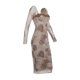 thumbnail image 4 of Vestido con cuello cuadrado, ajustado, estilo vintage, para mujer, traje diario Ygjytge Caqui T M para Mujer, 4 of 9