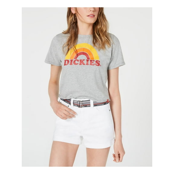 DICKIES $25 Womens New Gray Logo Graphic Short Sleeve T-Shirt M B B