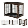 thumbnail image 2 of PawHut Wooden Decorative Dog Cage Pet Crate with Fence Side Table Small Animal House and Tabletop, Brown, 2 of 9