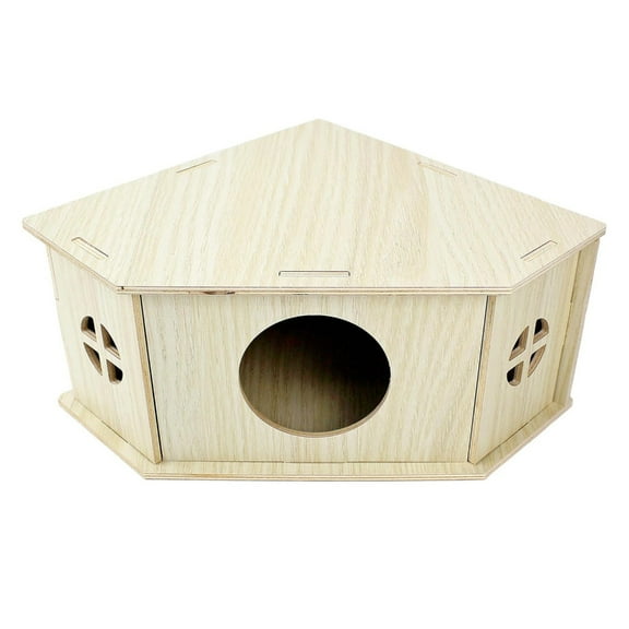 Irregular Shape Wooden Hamster Cage Interaction Family Activity Small Assembly Shelter House for Cage Decoration