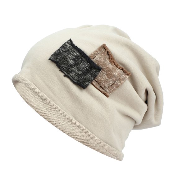 UDIYO Winter Beanie Color-block Hemming Design Stretchy No Brim Bonnet Cap Keep Warm Headwear Women Men Beanie Hat Head Wrapped Cap Clothing Accessories