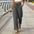 thumbnail image 5 of Wide Leg Pants for Women Ihhxva High Waisted Elastic Waist Cooling Solid Color Adjustable with Pockets Summer Lounge Work Casual Trousers S-3XL, 5 of 8