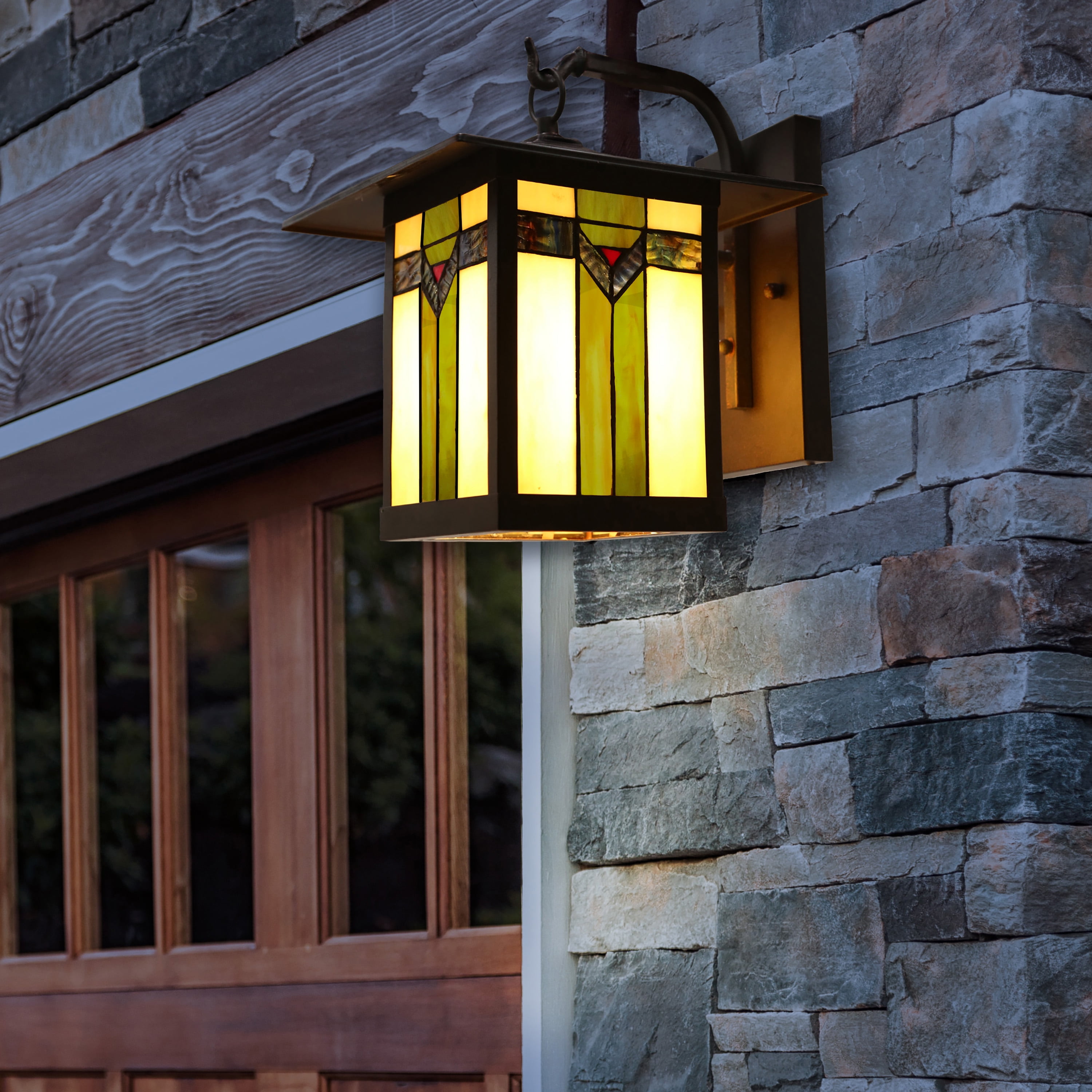 Stained glass outdoor wall on sale light