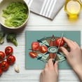 thumbnail image 4 of Compass Cutting Board, Compass Illustration Arrows Cartography Journey Path Always North, Decorative Tempered Glass Cutting and Serving Board, Small Size, Pale Orange Turquoise, by Ambesonne, 4 of 5