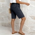 thumbnail image 4 of Kvture Bermuda Shorts for Women Knee Length Elastic High Waisted Shorts Summer Casual Wide Leg Baggy Shorts L, 4 of 6