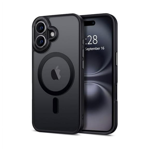 FU2089 Case for iPhone 16 Plus Case Magnetic Translucent Matte Phone Cases 6.7" [Compatible with MagSafe] Thin Slim Fit Shockproof Bumper Hard Protective Cover for Women Men Girls, Frosted Black