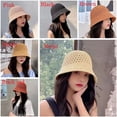 thumbnail image 6 of SikaFu Bucket Hat Spring Summer Hollow Knitted Hat Solid Color Sunhat Fisherman Caps Casual Foldable Beach Cap Outdoor Sun Shield Hat, 6 of 6