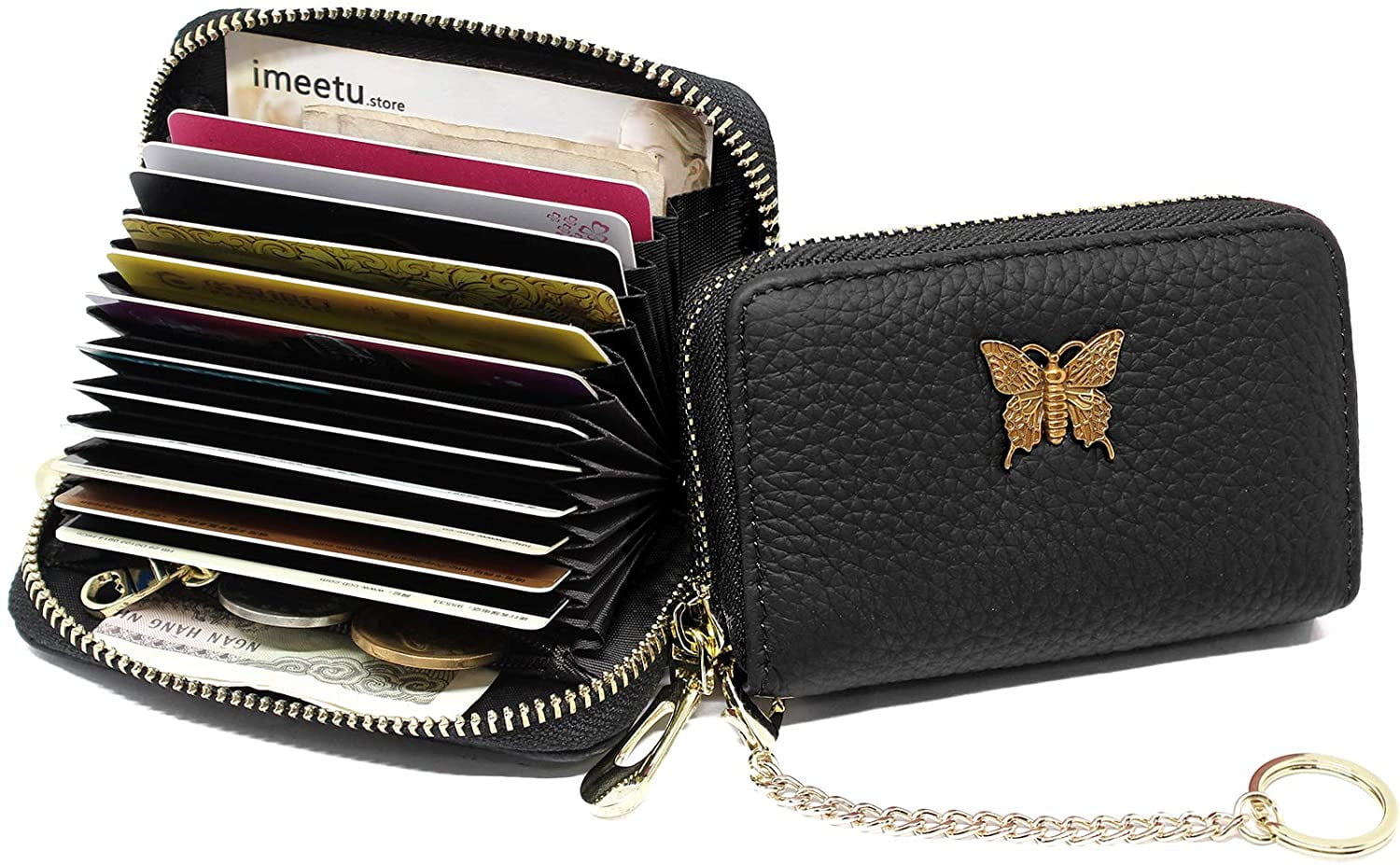 Leather Zipper Card Wallet imeetu RFID Credit Card Holder for Women 