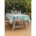 thumbnail image 3 of Outdoor Tablecloth with Umbrella Hole for Patio/Picnic/Party/Camping, Coastal Waterproof Table Cloth Rectangle Table Cover Washable, Summer Nautical Beach Coral Starfish Blue Ombre (60"x 120"), 3 of 8