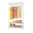 thumbnail image 1 of Metal Clothes Rack, Heavy Duty Garment Rack with Shelves, Adjustable Clothing Storage Racks with 1 Hanger Rod, Small Closet Organizers for Bedroom Dorm Laundry Room, 35.4" W x 17.7"D x 68.9"H, White, 1 of 7