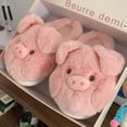 thumbnail image 4 of Zapatillas de casa mullidas para mujer, pantuflas de una sola banda con plataforma de tacón suave, piel cálida y cómoda para interiores, Invierno, 4 of 5