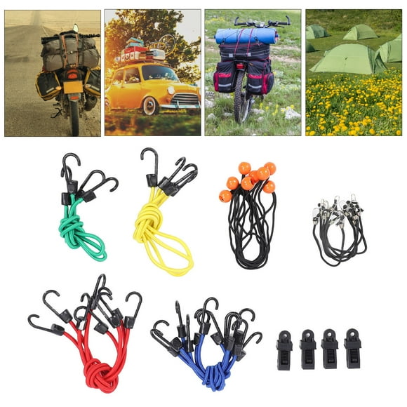 Elastic Tie Down Strap, Bungee Cord Ball High Elasticity 32 Pcs Set Rubber for Boat