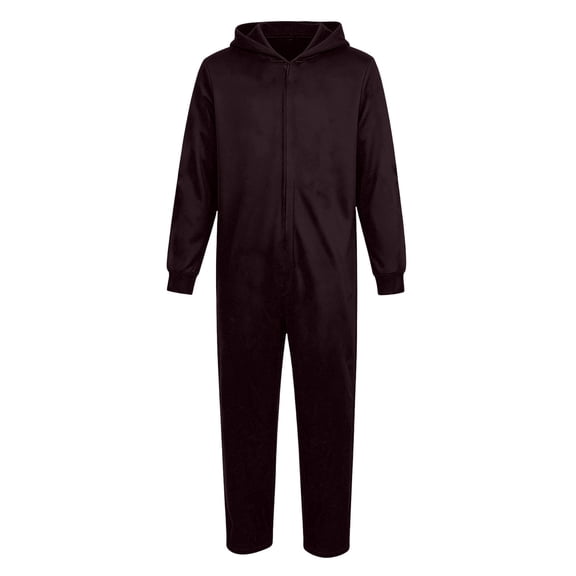 Kids Plain Hooded Jumpsuit Zip Front Long Sleeve One Piece Outfit for Kids 3-12 Years