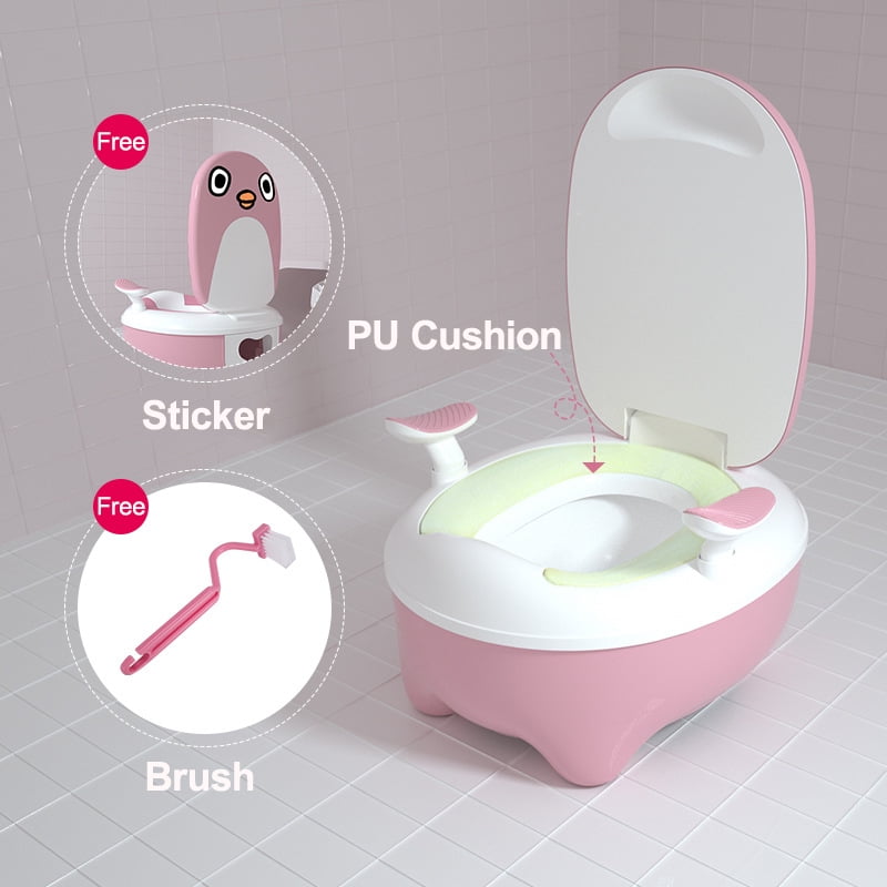 3in1 Potty System, Toilet Trainer, Step Stool Potty Training Cushion Toilet Seat Set Safe