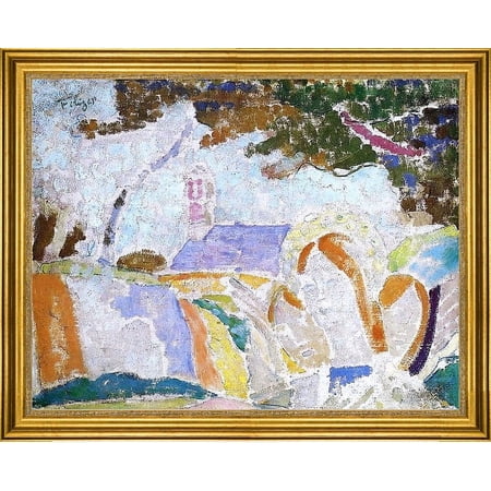 Charles Filiger Mystical Trilogie - Breton Landscape - 18" x 24" Framed Premium Canvas Print