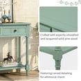 thumbnail image 4 of CASEMIOL Vintage Console Table with Drawers, Entryway Table with Storage Shelf, Solid Wood Accent Sofa Table for Living Room, Hallway, Retro Green Finish, 4 of 7