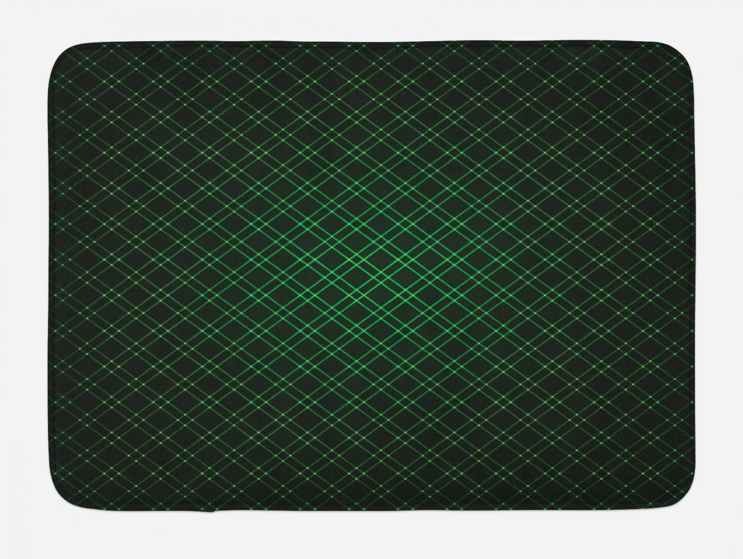 Forest Green Bath Mat, Abstract Geometric Shape on Dark Background