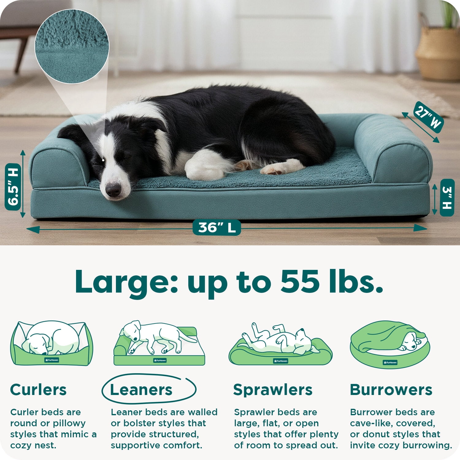 FurHaven Plush & Suede Orthopedic Sofa Pet Bed for Dogs & Cats - Deep Pool, Large