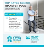 Stander Wonder Pole with Rotating Single Grab Bar, Tension Mounted Floor to Ceiling Transfer Pole for Seniors & Elderly Adults, No-Drill Support Rail with Assist Handle for Home & Bath Safety, White