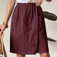 thumbnail image 6 of IWRICH Women's Casual Skorts High Waist Summer Linen Knee Length Shorts Solid Tennis Golf Beach Loose Trendy Skirt with Pockets XL, 6 of 7