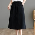 thumbnail image 5 of Tumotour Summer Skirt For Women A Line Loose Flowy Long Skirt Casual Drawstring High Waist Button Down Slit Midi Skirts With Pockets, 5 of 9