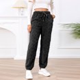 thumbnail image 5 of Women's Fuzzy Fleece Jogger Sweatpants Comfy Stretch High Waisted Workout Yoga Track Pants Casual Loose Drawstring Lounge Pajamas Trousers, 5 of 7