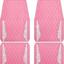 Bling Diamond Car Mats Rubber Floor Mats Full Set Anti-Slip 3D Rhombus Waterproof Trim to Fit Liner Universal Glitter Crystal Sparkly Shining Rhinestone Girl Women SUV Sedan Van, Pink Rubber