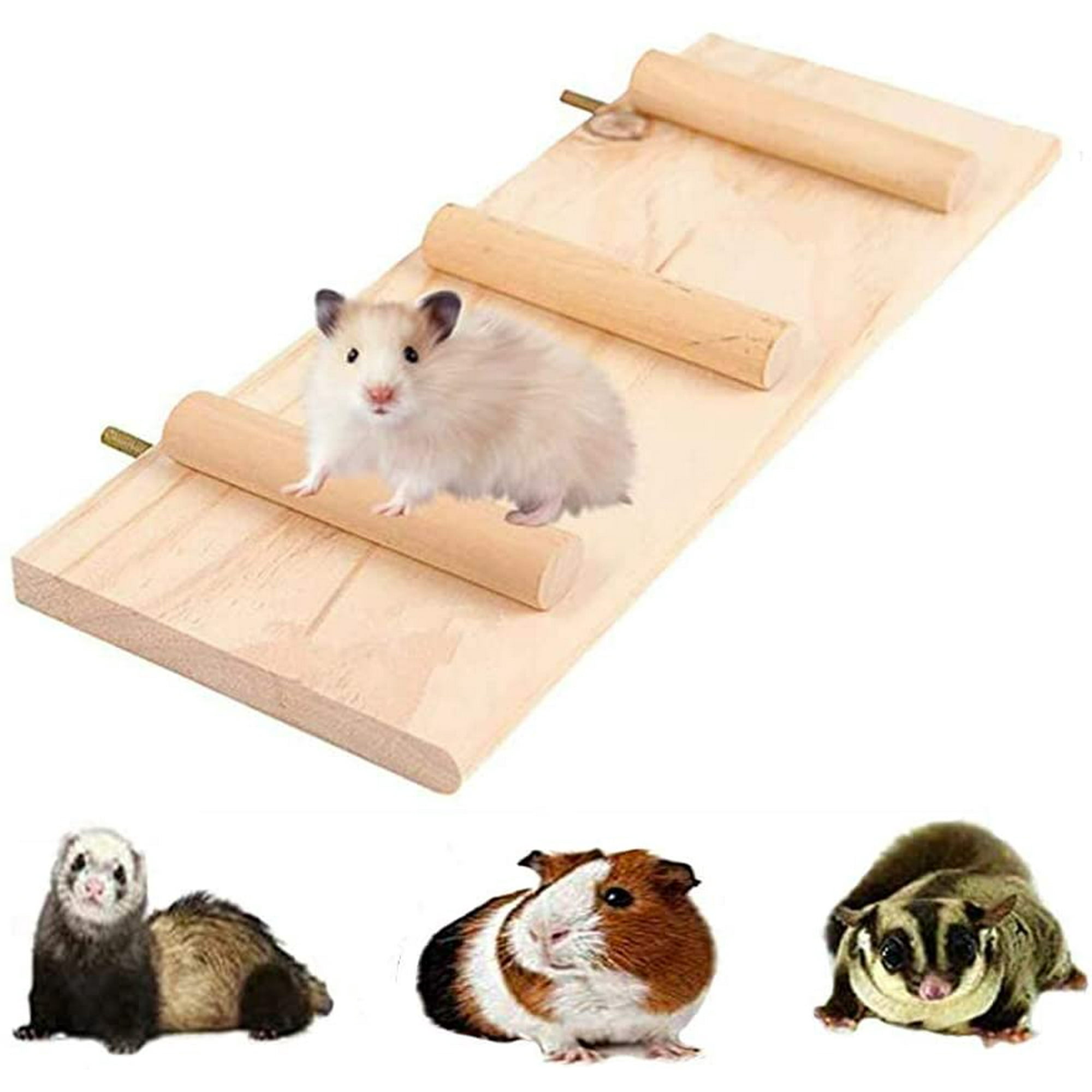 Iguohao Hamster Ramp And Platform Guinea Pig Climbing Ladder Resting Wood Perch Natural Hideout For Small Animal Chinchilla Ferret Reptile Other