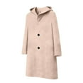 thumbnail image 4 of Wuxian Womens Classic Coat Hooded Long Sleeve Wool Trench Coat Windproof Plus Size Casual Winter Warm Long Overcoat Loose Fit Solid Color Long Length Outerwear Jacket,Khaki,XL, 4 of 6