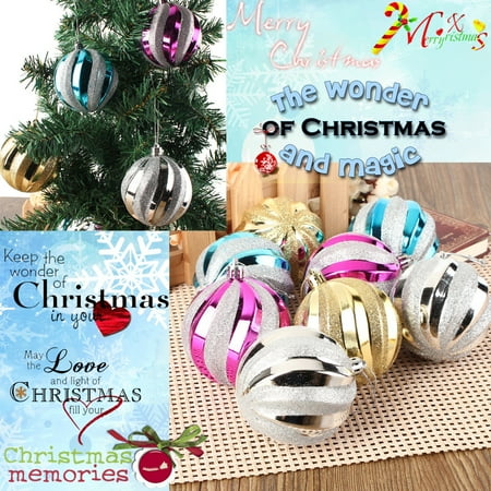 Rose Christmas Decorations 12-Pack 8cm Christmas Tree Hanging Balls Baubles Christmas Tree Ornaments Decorations for Home ()
