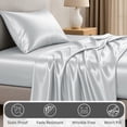 thumbnail image 4 of Lux Decor Luxury Satin Sheets Twin Size - 3 Piece Cooling Bed Sheet Set, Silky Soft & Smooth, Deep Pockets up to 15", OEKO-TEX Certified, Skin-Friendly Comfort (Grey), 4 of 10