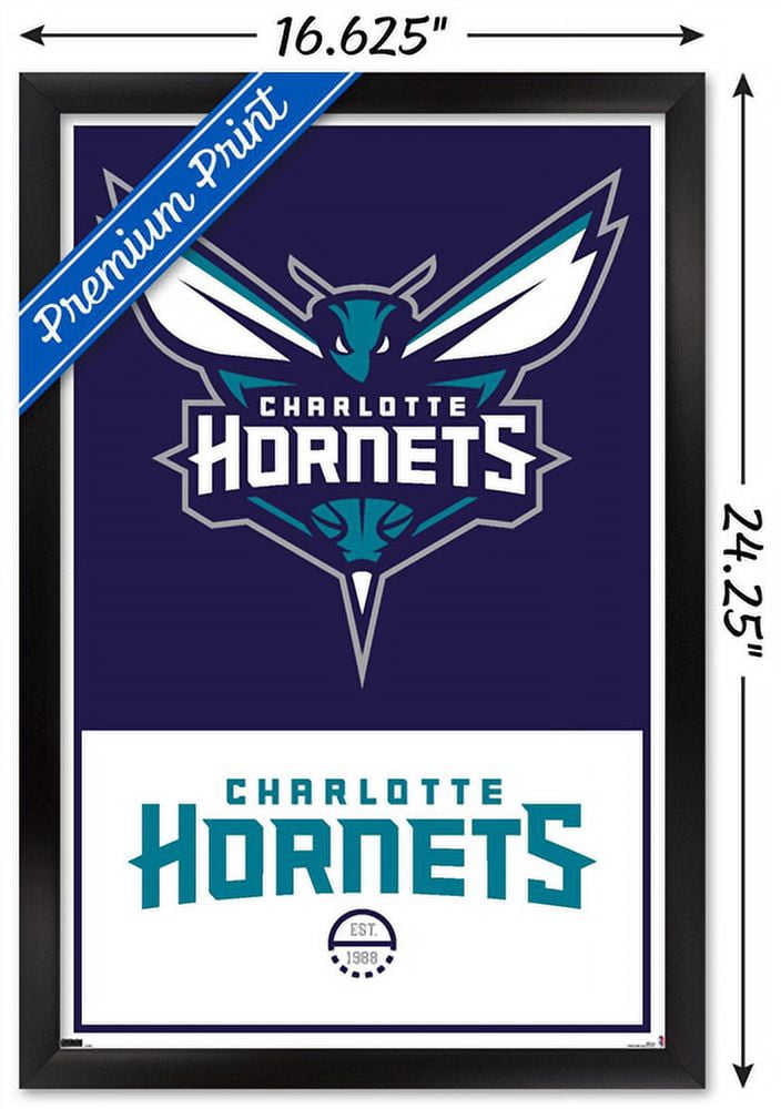 NBA Charlotte Hornets - Logo 21 Wall Poster, 14.725" x 22.375", Framed