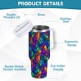thumbnail image 2 of Yayeee 30oz Stainless Steel Tumbler with Straw and Handle Double-Wall Insulated Travel Water Bottle, Vibrant Stained Glass Pattern, 2 of 8