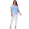 thumbnail image 3 of DARING DIVA Women's Plus Square Neck Short Sleeve Trendy Top 4X Sky Blue, 3 of 7