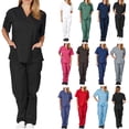 thumbnail image 2 of Conjunto De Uniforme Salón De Belleza Ropa De Trabajo De Enfermería Exfoliantes Bata De Laboratorio Hombres Y Mujeres Tops De Manga Corta + Pantalonespangjing, 2 of 4