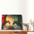 thumbnail image 4 of Balery Castle Red Green Sky Dragon Pattern Canvas Decorative Picture – 30x40in Premium Wall Art, Modern Canvas Print for Home Decor（Horizontal）, 4 of 6