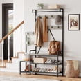 thumbnail image 1 of Industrial Coat Rack & Hall Tree, 5-in-1 with Storage Bench, 8 Hooks, 4 Shelves, Small Cute Design for Entryway & Small Spaces, 1 of 7
