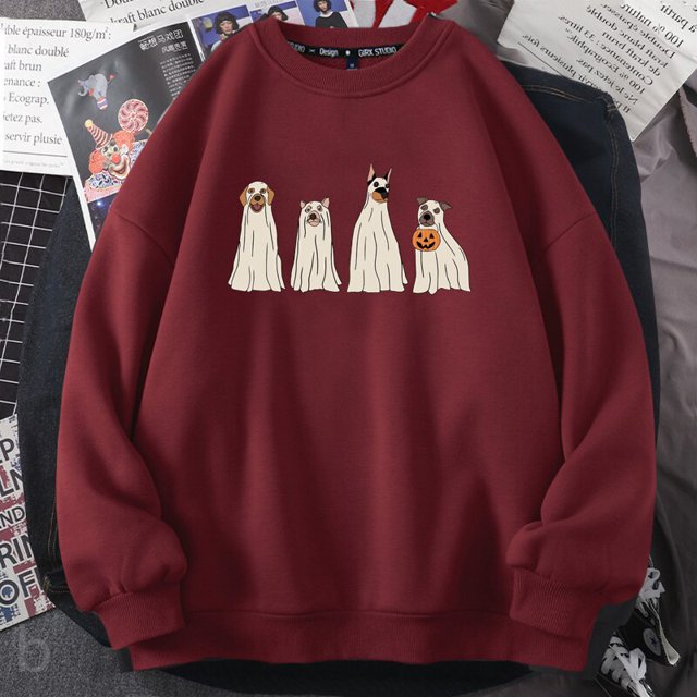 Sudadera con capucha de Halloween para mujer, ropa de calle con cuello redondo, Jersey informal, Retro, fantasma, temporada escalofriante