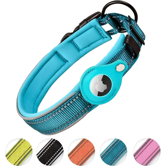 AirTag Dog Collar, [Blue - Size S] Reflective Apple Airtag Dog Collar, Thick Air Tag Dog Collar, Integrated AirTag Dog Collar Holder for Small Medium Large Dogs