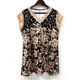 thumbnail image 3 of Plus SizeWomen's Floral Print V Neck Lace Trim Blouse, Casual Short Sleeve Summer Top, 3 of 6