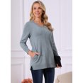 thumbnail image 3 of DARING DIVA V Neck Long Sleeve Chunky Knit Pullover Sweater S Grey, 3 of 8