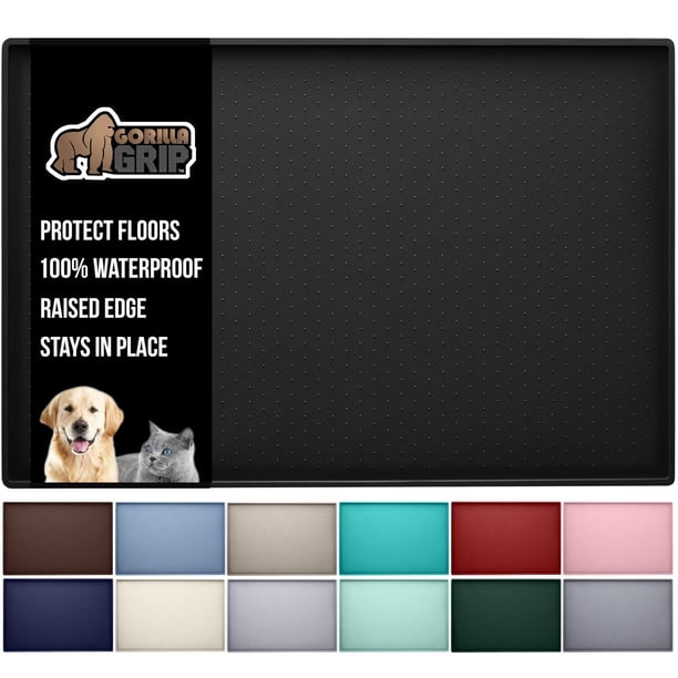 Alfombrilla de Alimentación de Silicona Gorilla Grip Negra Impermeable con Borde Elevado para Mascot