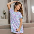 thumbnail image 3 of Fuzoiu Rainbow Scales Print Women Nightgowns, Soft Comfy Lightweight Short Sleeves Sleepwear,Crew Neck Loungewear, 3 of 6