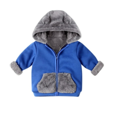 

DNDKILG Toddler Baby Boy Girl s Long Sleeve Pockets Coat Children Fall Winter Hooded Zip Up Outerwear Color Block Fleece Jacket Dark Blue 1Y-6Y