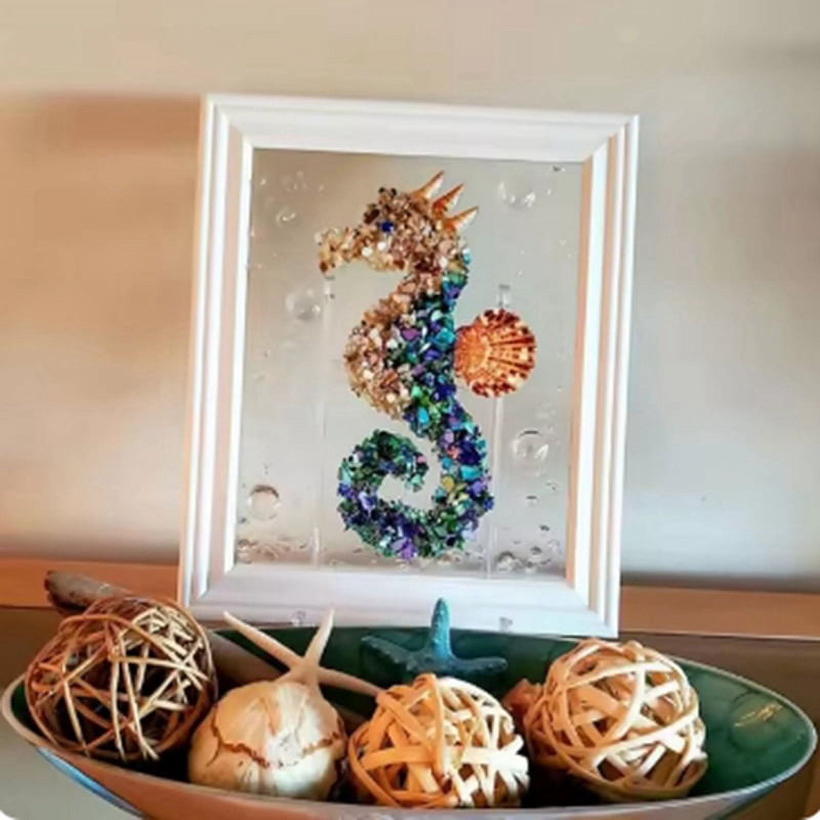 Ocean Theme Sea Glass Art Kit for Adults Photo Frame Easy Operation DIY Mosaic Arts and Craft Kits Handmade A