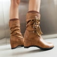 thumbnail image 6 of Bnwani Womens Boots New Winter High-Heel Wedge High Mid-Calf 0 Boot Brown Size 7, 6 of 6