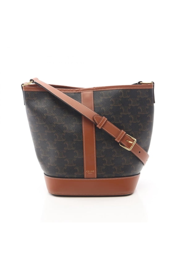 Pre-Owned Celine Small Bucket Triomphe Shoulder Bag/Handbag, Coated Canvas and Leather,...