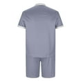 thumbnail image 4 of Cameland Two Piece Short Outfits Men Color Block Tracksuits Sport Summer Short Sleeve and Shorts Set for Men, 4 of 5