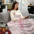 thumbnail image 2 of Coquette Pink Bow Throw Blanket, Personalized Initial Alphabet Fluffy Cozy Flannel Blanket, Monogrammed Gifts for Women, Unique Customized Blanket for Her Girls Christmas Birthday, 2 of 5